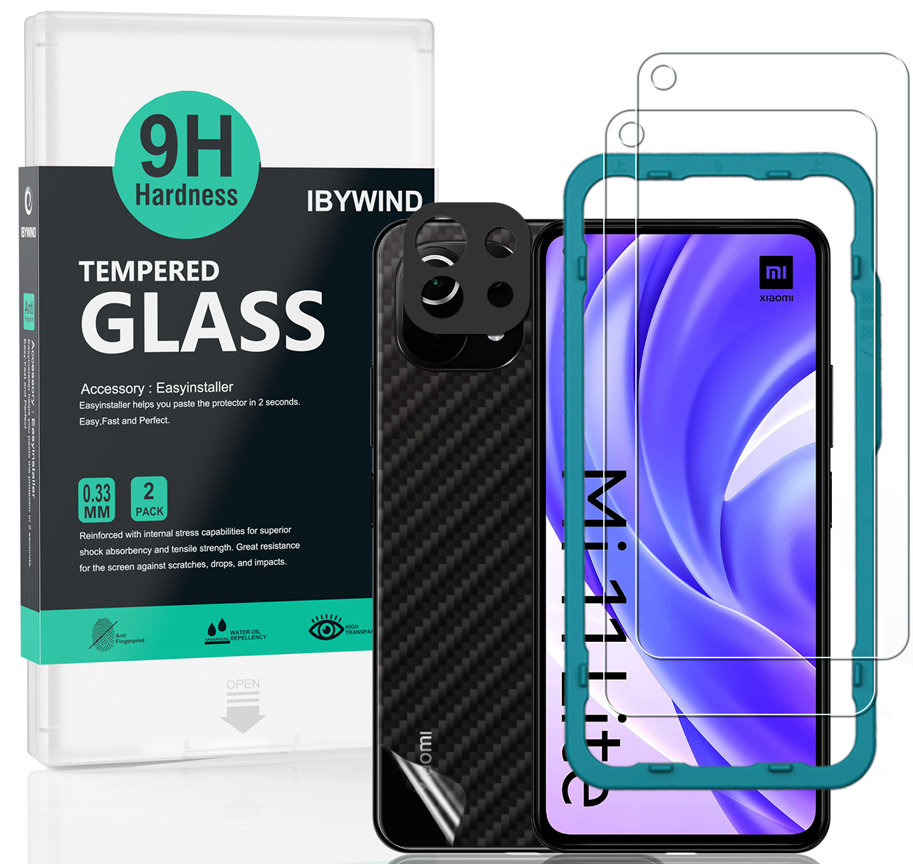 Xiaomi Mi 11 Lite 5G ブラック 新品ガラスフィルム１枚付き Amazon | Ibywind 対応 Xiaomi 11 Lite 5G/5G NE/4G ガラスフィルム 2